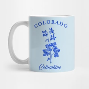 Colorado State Flower Blue Mountain Columbine Vintage Floral Mug